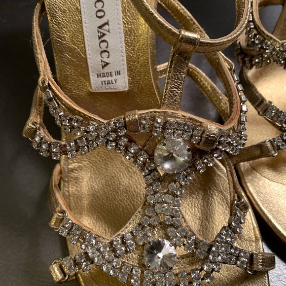 Domenico Vacca gold metallic and jewelled heeled sandals - Picture 2 of 7